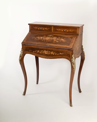 Lot 822 - A late Victorian rosewood and floral marquetry...