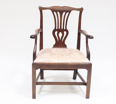 Lot 836 - A George III mahogany armchair with pierced...