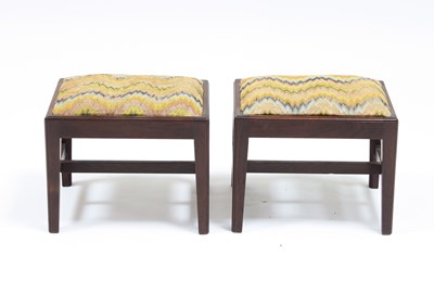 Lot 848 - A pair of George III style mahogany footstools,...