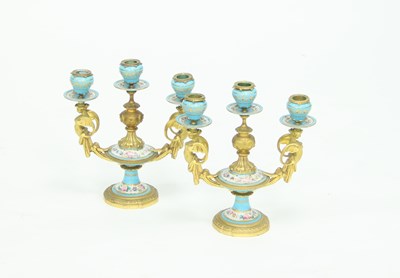 Lot 851 - A pair of 19th Century ormolu porcelain...