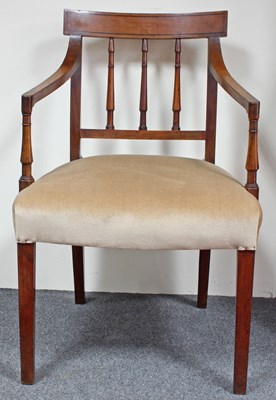 Lot 861 - A Regency mahogany armchair with ebony string...