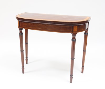 Lot 862 - A George III mahogany card table, the D shaped...