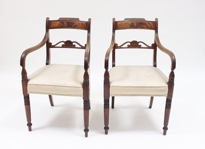 Lot 907 - A pair of Regency mahogany armchairs, with...