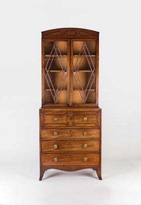 Lot 925 - A George III mahogany secretaire bookcase, the...