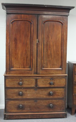 Lot 935 - A George IV mahogany linen press, the top...