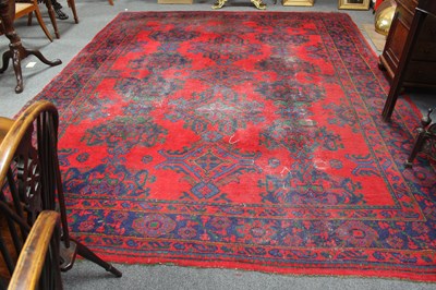 Lot 942 - An Ushak carpet with green and blue geometric...