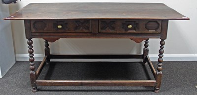 Lot 943 - An oak table, 17th Century elements, the...