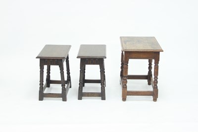 Lot 944 - A pair of 20th Century oak joint stools, an...