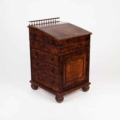 Lot 950 - A Regency burr walnut Davenport desk, the...