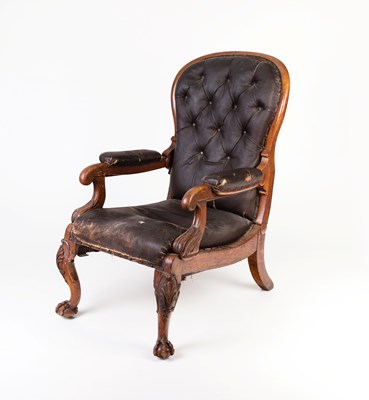 Lot 955 - A George IV reclining oak library armchair by...