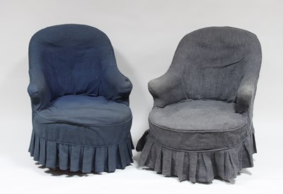 Lot 976 - A pair of Victorian button-back nursing chairs,...