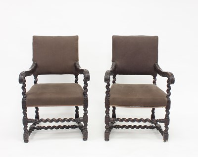 Lot 996 - A pair of Flemish 17th Century style oak open...