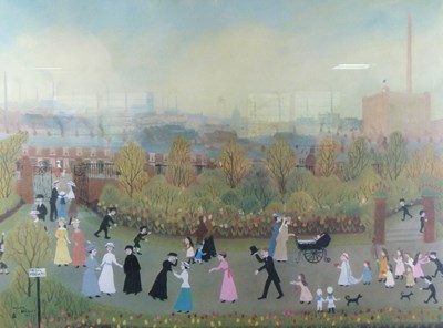 Lot 1038 - Helen Bradley/A Walk in the Park/signed in...