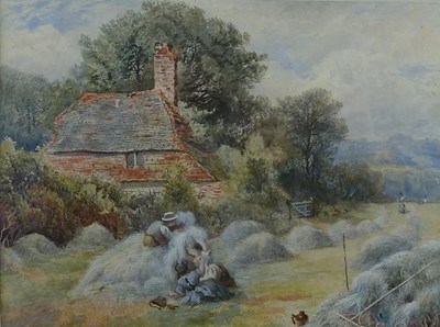 Lot 1062 - Burton Mathews/Hay Making/signed/watercolour,...