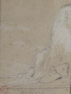 Lot 1089 - Adolphe Cals (French 1810-1880)/Cliffs/ pen...