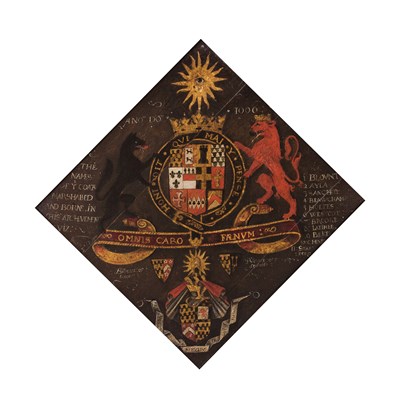 Lot 1126 - A hatchment/dated 1606/oil on three wood...