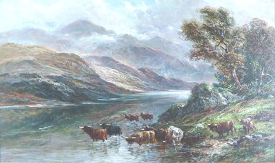 Lot 1143 - E Allen/Highland Cattle in Mountainous...