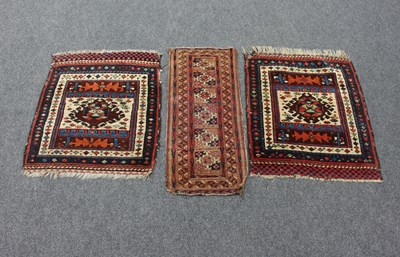 Lot 7 - Two Hamadan mats with central geometric field,...