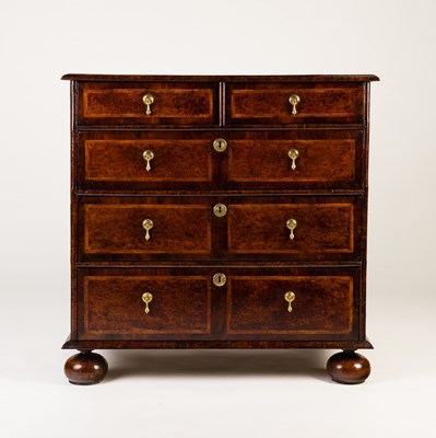 Lot 38 - A William and Mary burr yew and walnut chest...