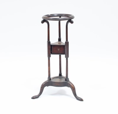 Lot 43 - A George III mahogany wig stand on tripod base,...