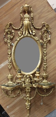 Lot 69 - A Victorian plaster gilt girandole with two...