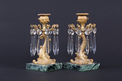 Lot 80 - A pair of 19th Century ormolu candlesticks,...