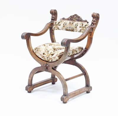 Lot 103 - An Italian walnut armchair with open back,...