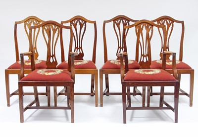 Lot 104 - A set of mahogany dining chairs of 18th...