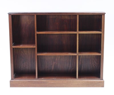 Lot 115 - A mahogany open bookcase, 129cm wide