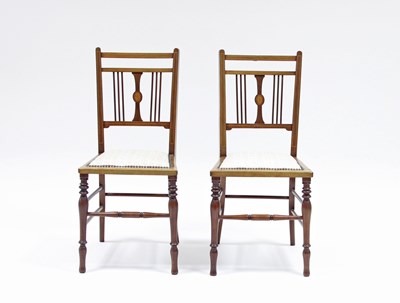 Lot 121 - A pair of Edwardian inlaid mahogany chairs...