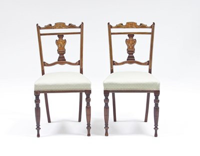 Lot 122 - A pair of Edwardian mahogany single chairs,...