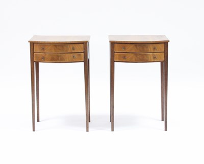 Lot 123 - A pair of mahogany bowfront bedside tables of...