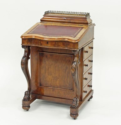 Lot 159 - A Victorian walnut Davenport desk, the...