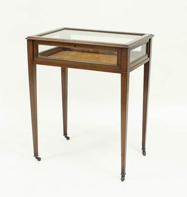 Lot 160 - An Edwardian inlaid table vitrine, on square...