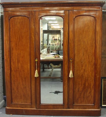 Lot 165 - A Victorian mahogany wardrobe, the mounded...