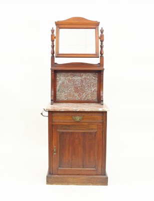 Lot 185 - An Edwardian walnut washstand, with mirror...