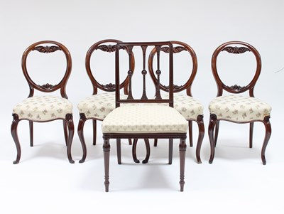 Lot 194 - A set of four Victorian rosewood balloon back...