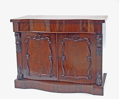 Lot 197 - A Victorian mahogany serpentine fronted side...