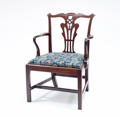 Lot 203 - A George III mahogany splat back open armchair...