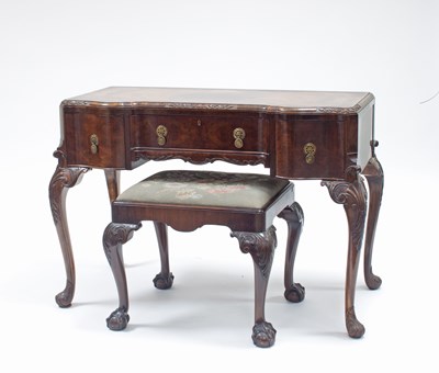 Lot 210 - A Queen Anne style walnut veneered dressing...