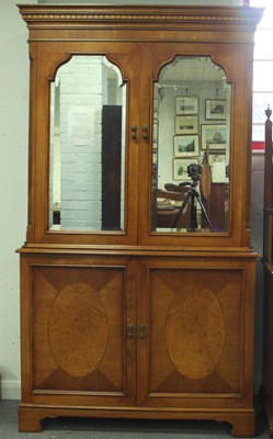 Lot 212 - A mirror fronted cabinet with cupboard beneath,...