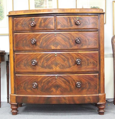 Lot 213 - A Victorian mahogany bowfront chest of drawers,...