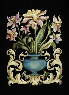 Lot 246 - A scagliola panel of vase of flowers, Italian,...