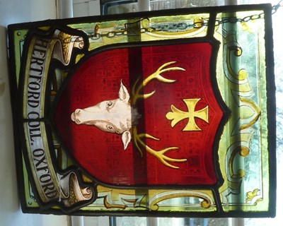 Lot 276 - Three 19th Century stained glass armorial...