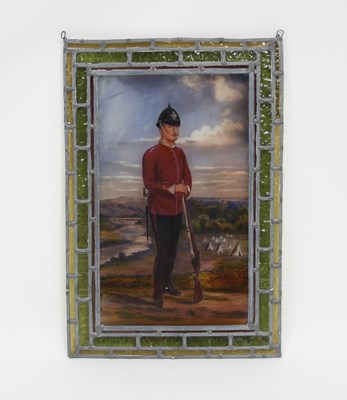 Lot 277 - A 19th Century stained glass panel depicting a...