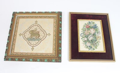 Lot 291 - A needlework picture of the Paschal Lamb and...