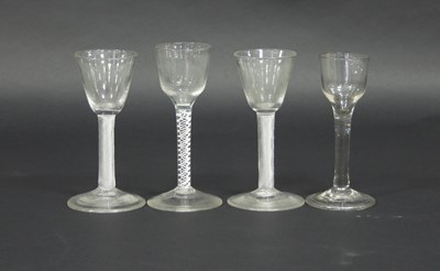 Lot 300 - A cordial glass with ogee bowl and drawn stem,...