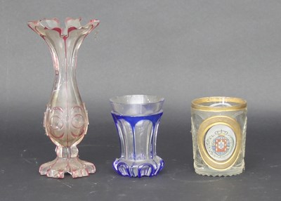 Lot 311 - Two Bohemian glass spa glasses and a cut glass...