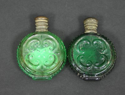 Lot 326 - A pair of Indian green glass scent bottles,...