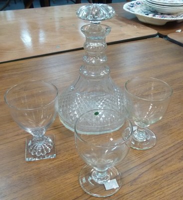 Lot 329 - A triple ring neck decanter with mushroom...